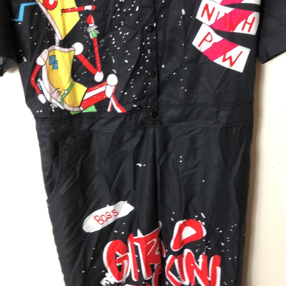 Casual Cartoon Printing Short Sleeves High Waist One-piece Jumpsuits XL - Picture 4 of 11